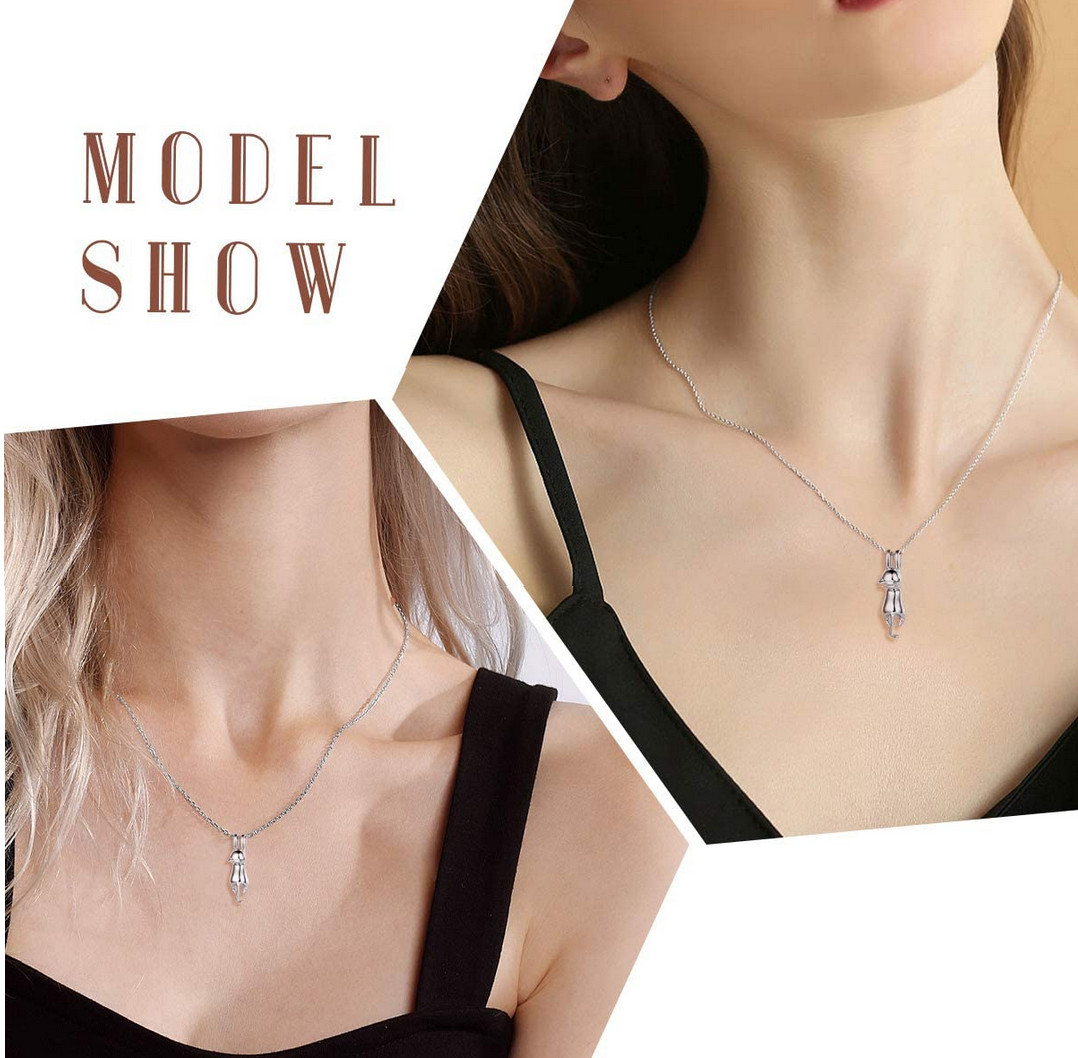 Cat Pendant Necklace Kitty Chain Silver Womens Girl Jewellery Cat Necklace USA