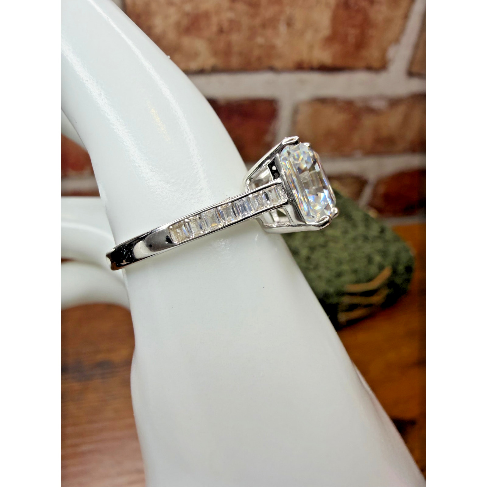 5 Carat Asscher Cut Moissanite Ring 925 Sterling Silver Size 9 STUNNING!!!