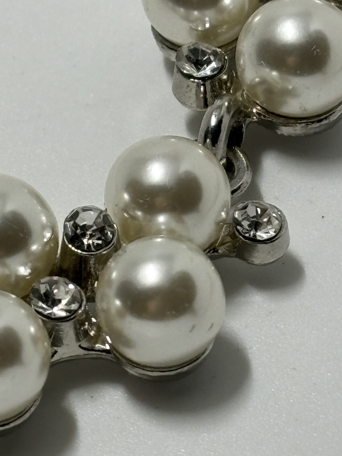 Pearl Rhinestone Silver Plated Chain 18” Necklace Extender 2-1/2”