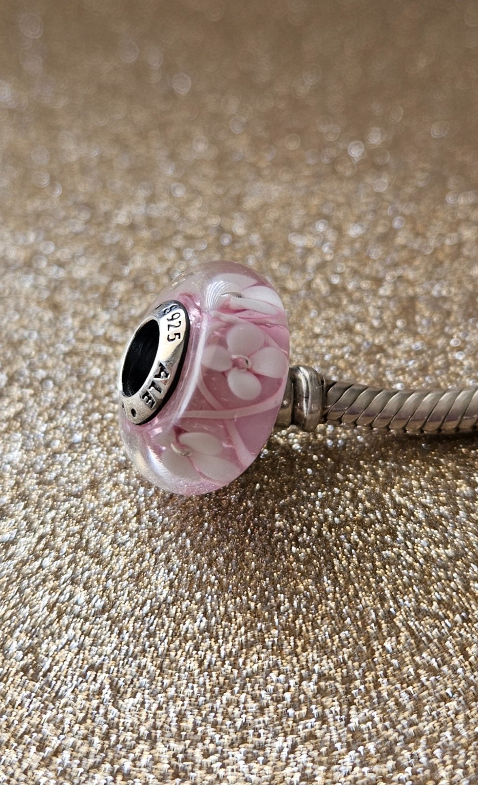 Authentic Pandora Pink Field Of Flowers Murano Charm