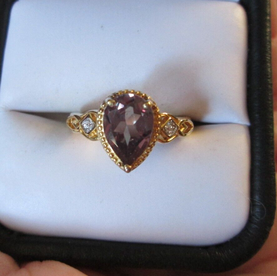 Lab Created Alexandrite and Zircon Vermeil YG over Sterling Silver (Size 6)