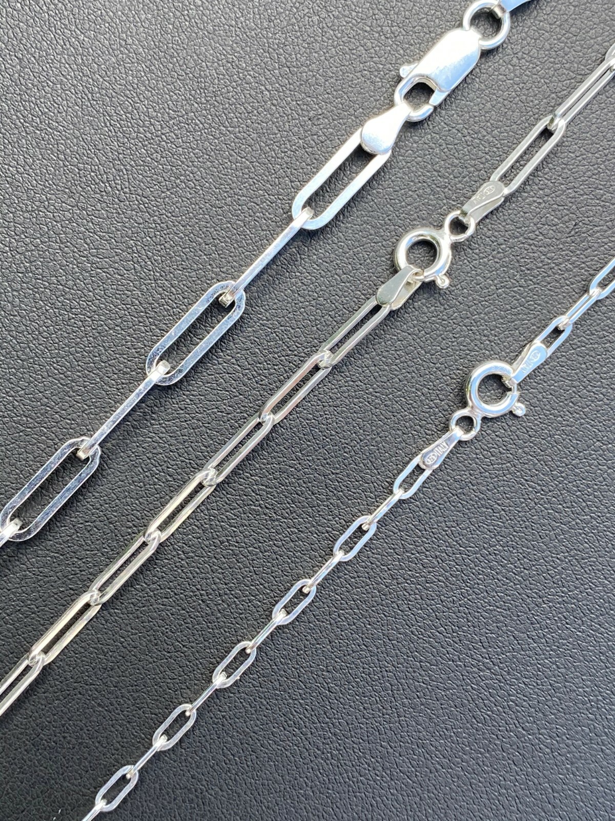Cadena Paperclip Plata 925 Sólida Collar Rolo Cable Hecha en Italia 2.5-4mm