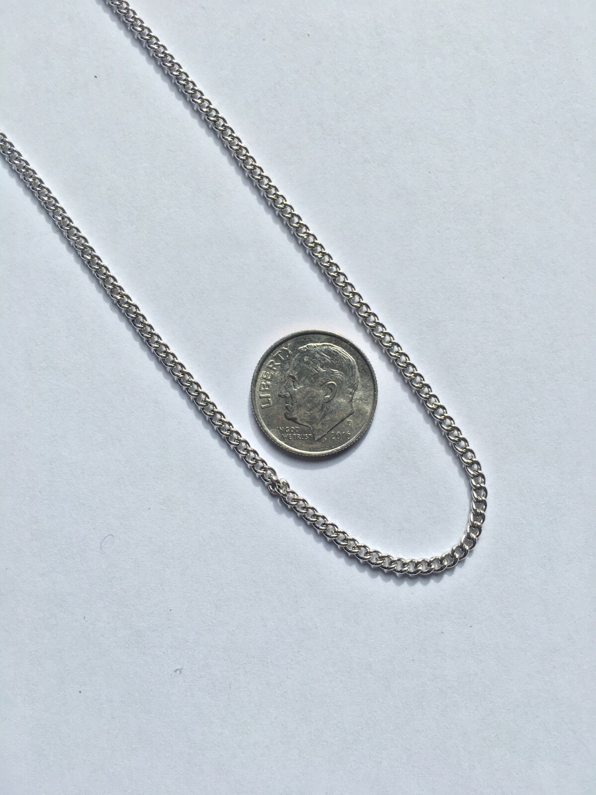 New Women’s Sterling Silver Curb Chain. 18 inch Vintage Choker Jewelry Necklace