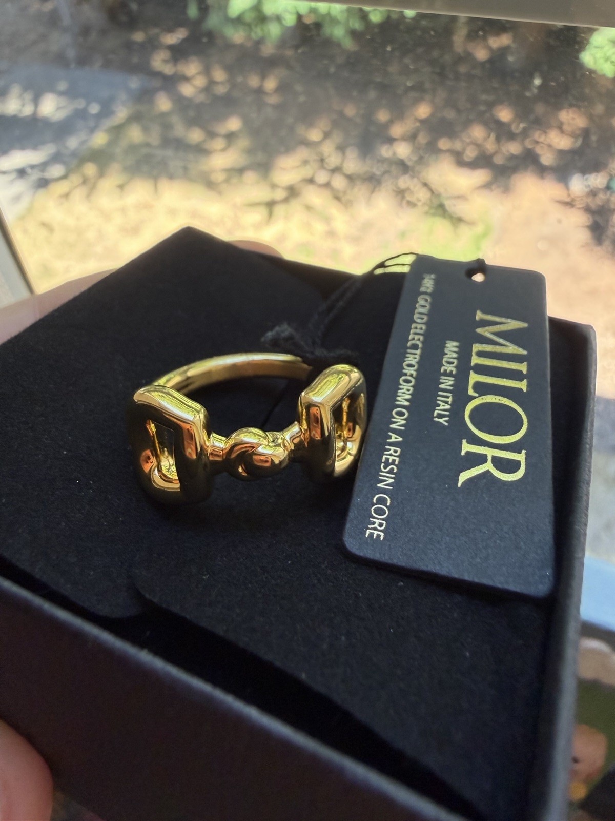 Milor 14K Gold Electroform Resin Core Band Ring Size 6 Made in Italy