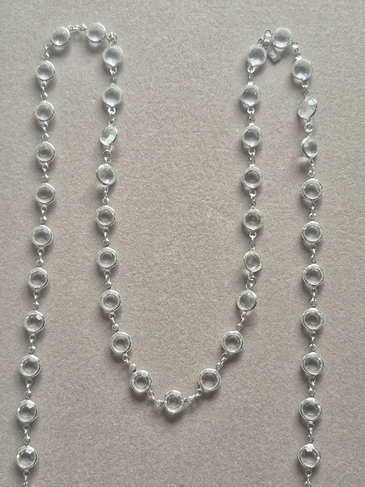 Swarovski Crystal Swan tag bezel beaded long necklace