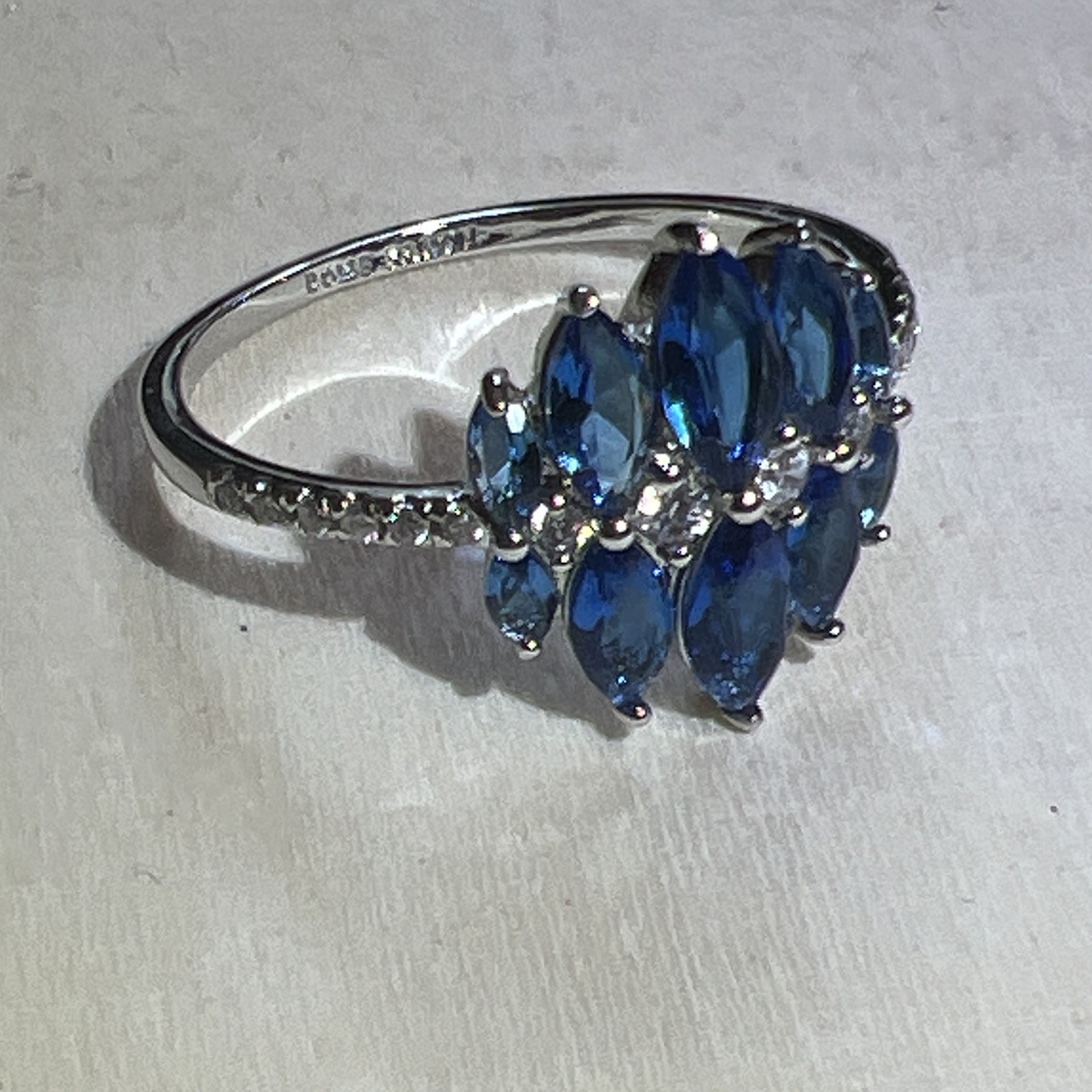 Ring Bomb Party Worth My Mention RBP3950 Rhodium Plated Sapphire CZ Ring Sz 11