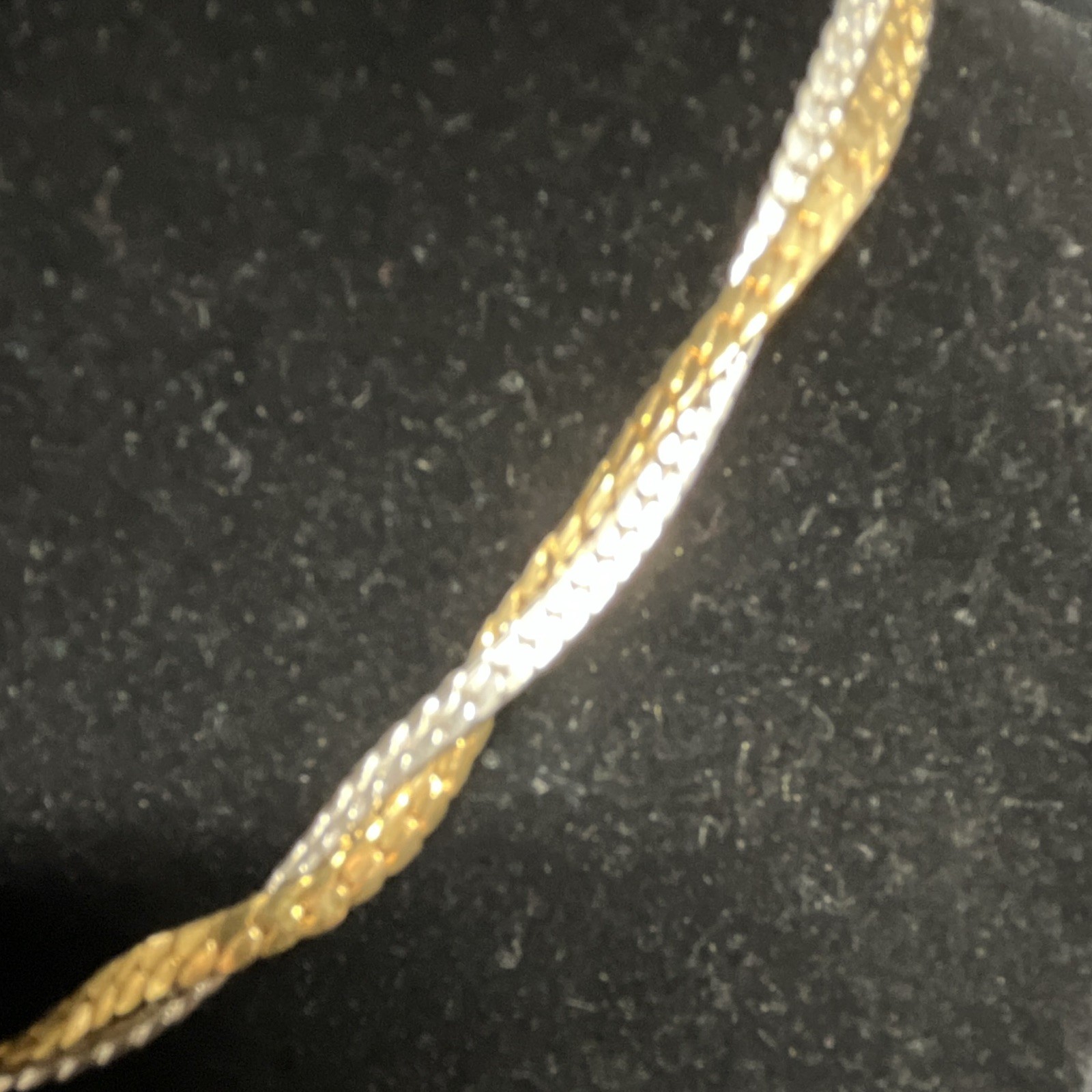 Vintage Avon Gold & Silver Bicolor Braided Chain Necklace, Box Clasp, 15 in