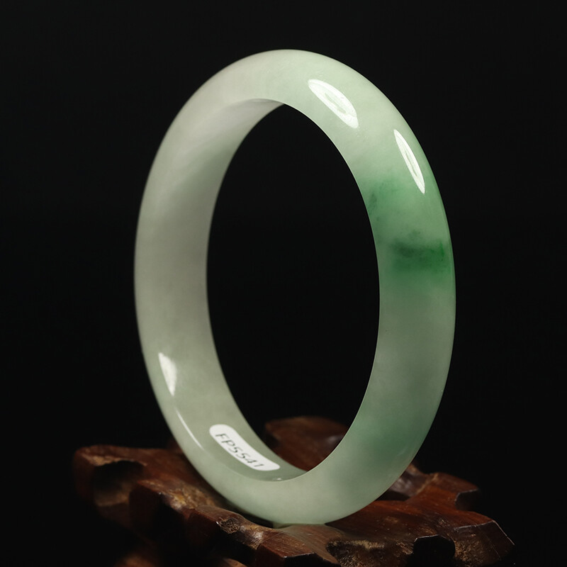 59mm White Green Jadeite Jade Bangle Bracelet Chinese Jade Bangle Women’s 11135