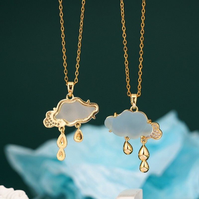 Cloud water drop necklace, ladies’ pendant, tear drop necklace, birthday gift