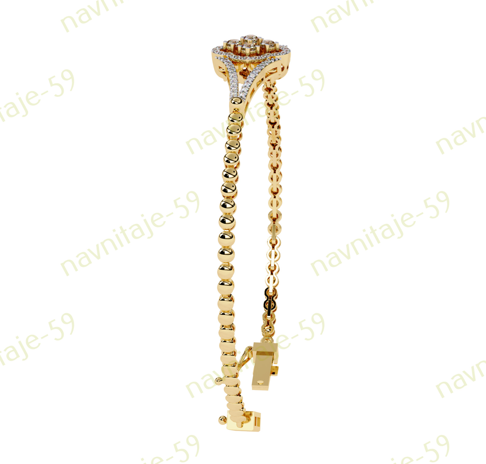 Gifted Bracelet For Wife Simulated Diamond 7″ Bracelet 14K Yellow Gold Plated