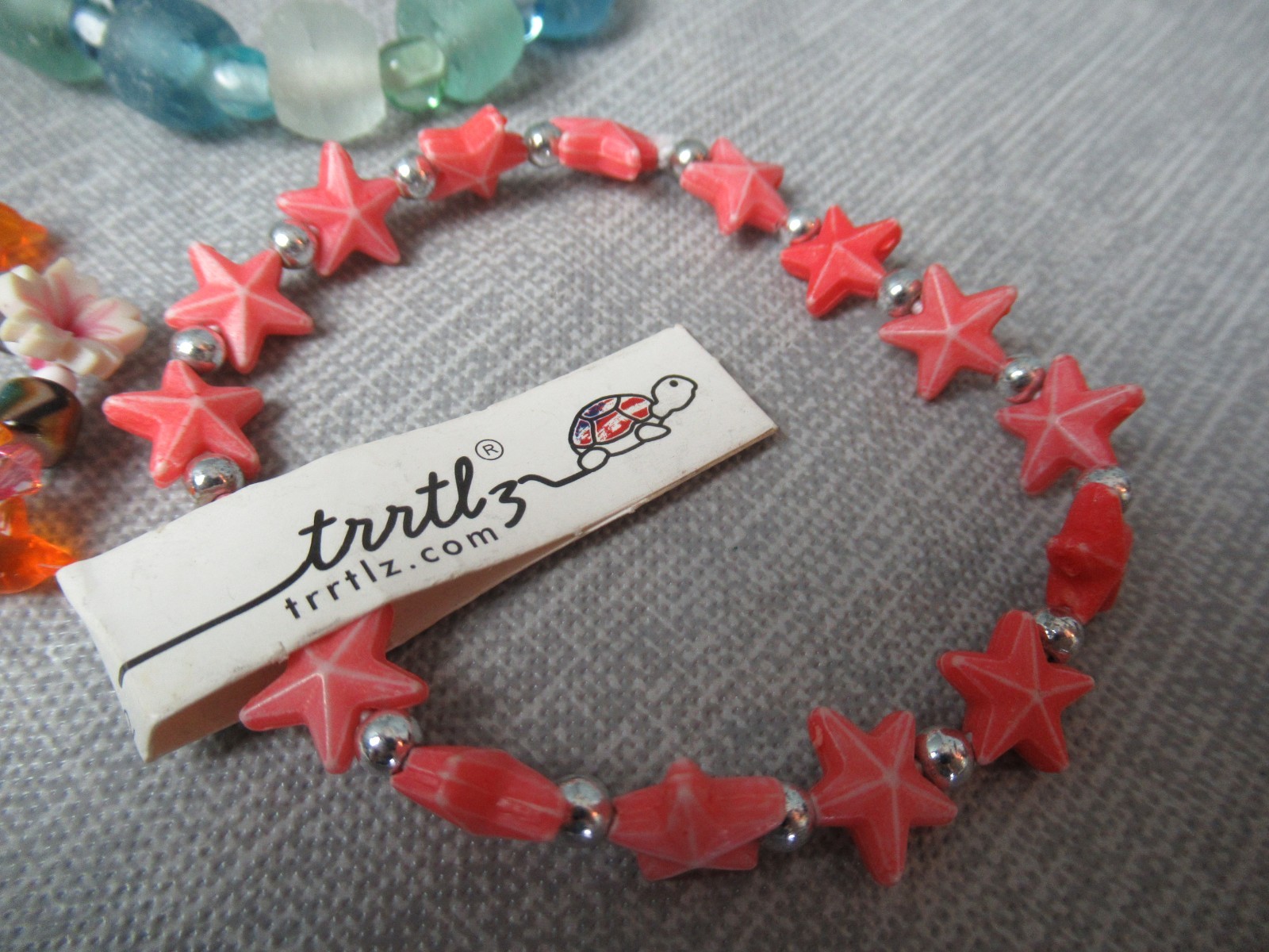 3 Summer Time Stretch Bracelets – Blue Sea Glass, Beads & Starfish – 30 g5 sb