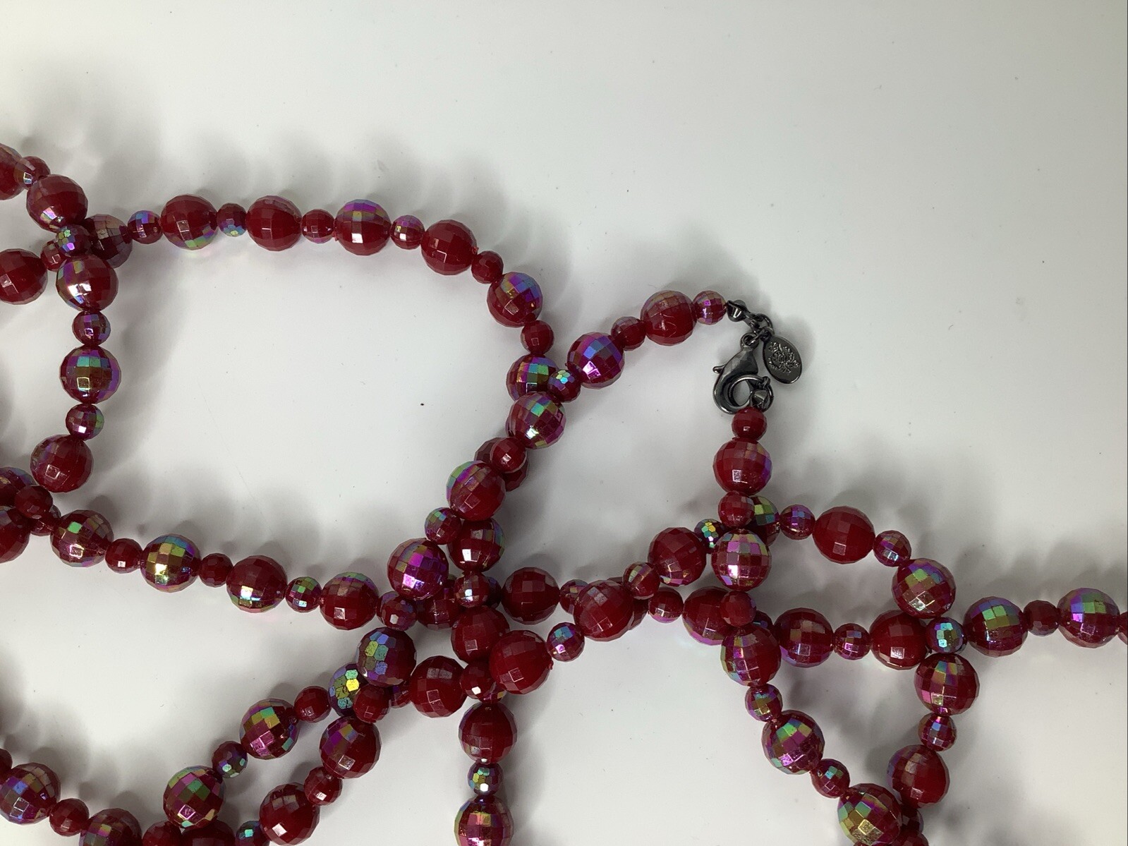 Premier Designs SCARLET Red Faceted Bead Long Necklace 919
