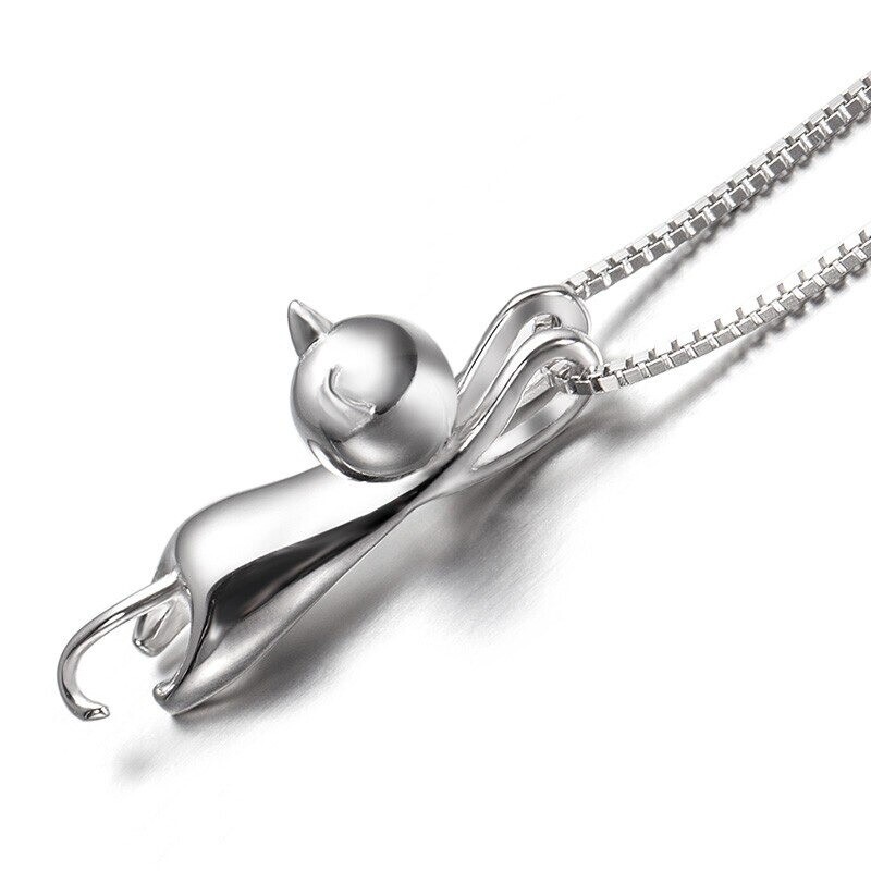 Cat Pendant Necklace Kitty Chain Silver Womens Girl Jewellery Cat Necklace USA