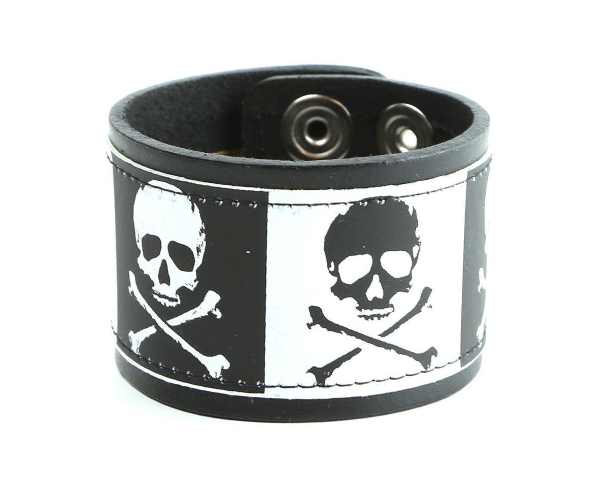 Skull Crossbone Punk goth Shiny Wristband Zombie Metal Rock
