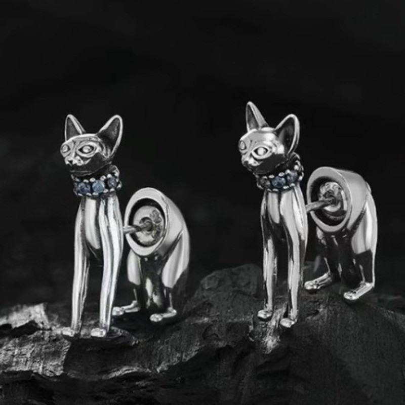 New Fox Stud Earrings Micro Pave Cubic Zirconia Silver Plated Post