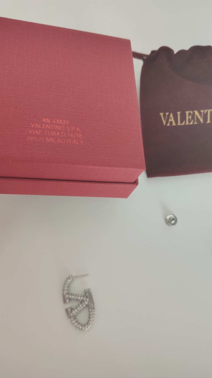 Valentino Garavani VLogo Signature metal Silver crystal Earrings