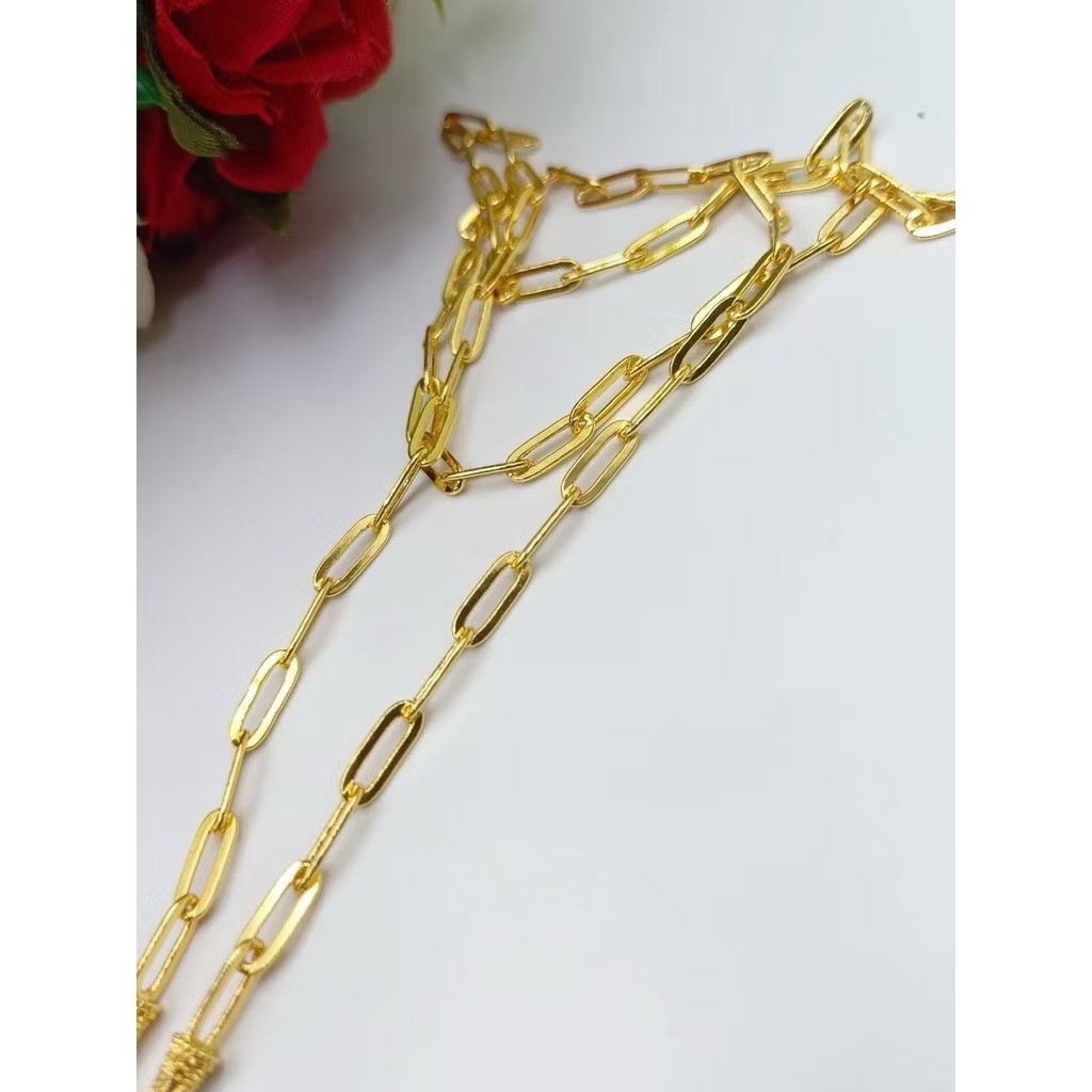 Chain men women 18K 20k 22K 24K Thai Baht Yellow Gold Necklace 20 inch Jewelry