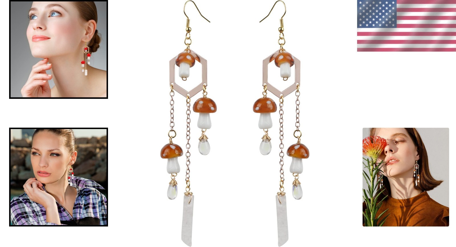Womens Hypoallergenic 4″ Mushroom Earrings – Perfect Gift for Any Occasion