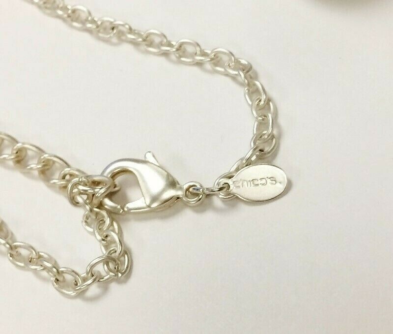 NEW CHICO’S MOONSTONE PEARL BEADED BOHO BRUSHED SILVER LONG CHAIN NECKLACE V225