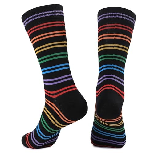 Funny Socks for Men and Women,Mens Novelty Socks Fun One Size Rainbow Stripe
