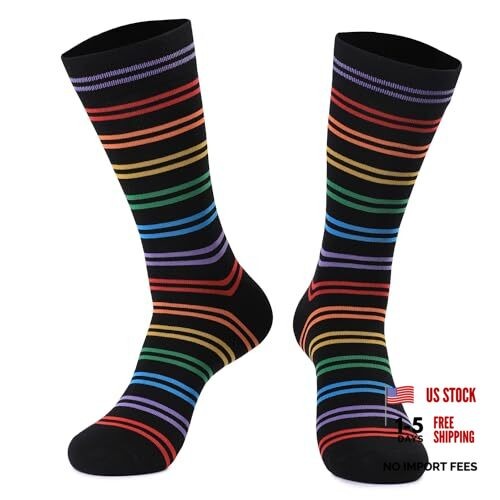 Funny Socks for Men and Women,Mens Novelty Socks Fun One Size Rainbow Stripe