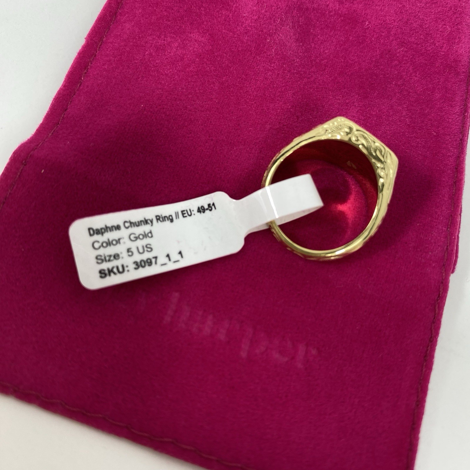 Hey Harper Daphne Chunky Ring Gold Tone Engraved Floral Band Size 5 US NEW