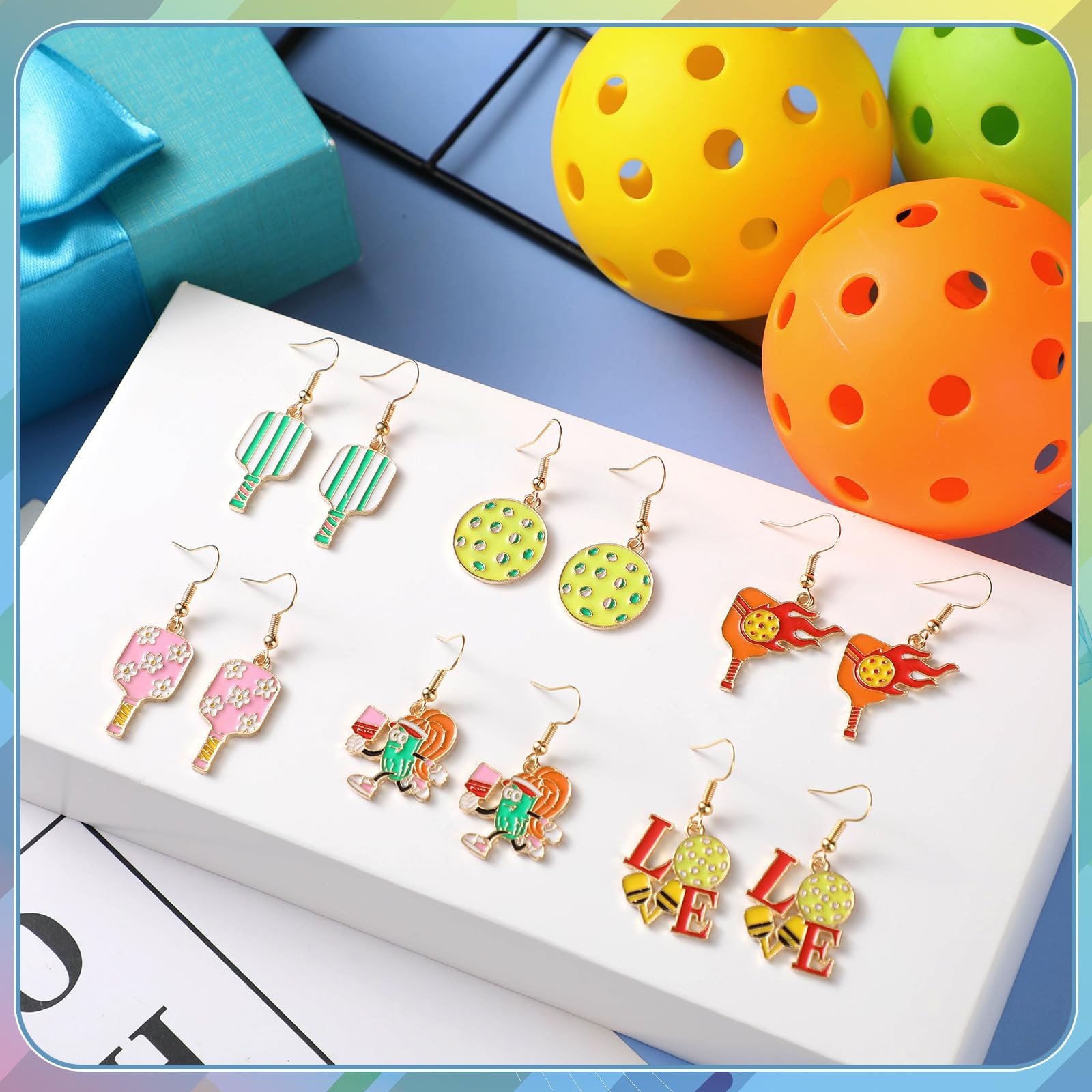 6 Pairs Sports Earrings for Women Game Earrings Jewelry Football Volleyball S…