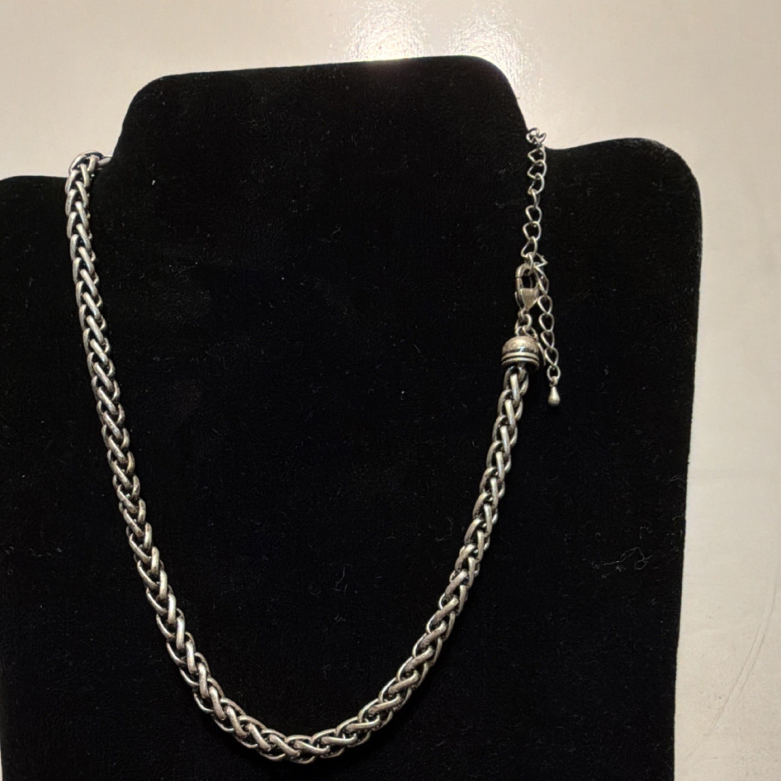 Chain Necklace Silver Spiga Wheat Metal Lobster Adjustable Fashion