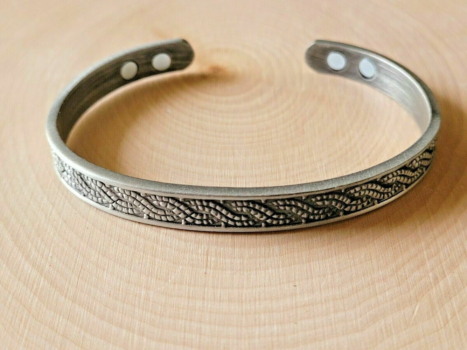 Silver Plated Copper Magnetic Bracelet Arthritis Therapy Cuff – Braided