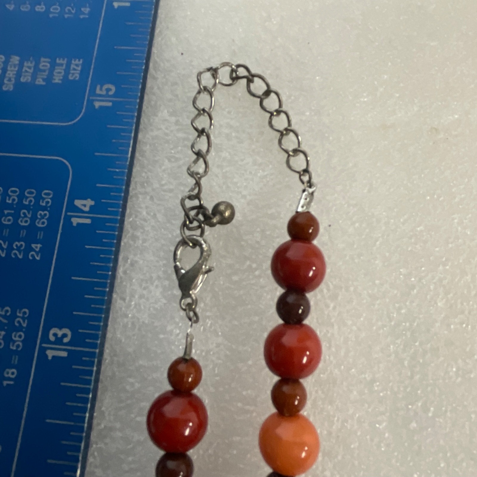 30in Large Bead Necklace Red Orange Glossy Graduated Design