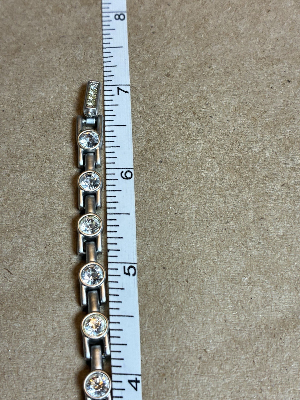 Vintage Swan Swarovski Clear Crystal Silver Tone Bracelet Brushed Silver 7″