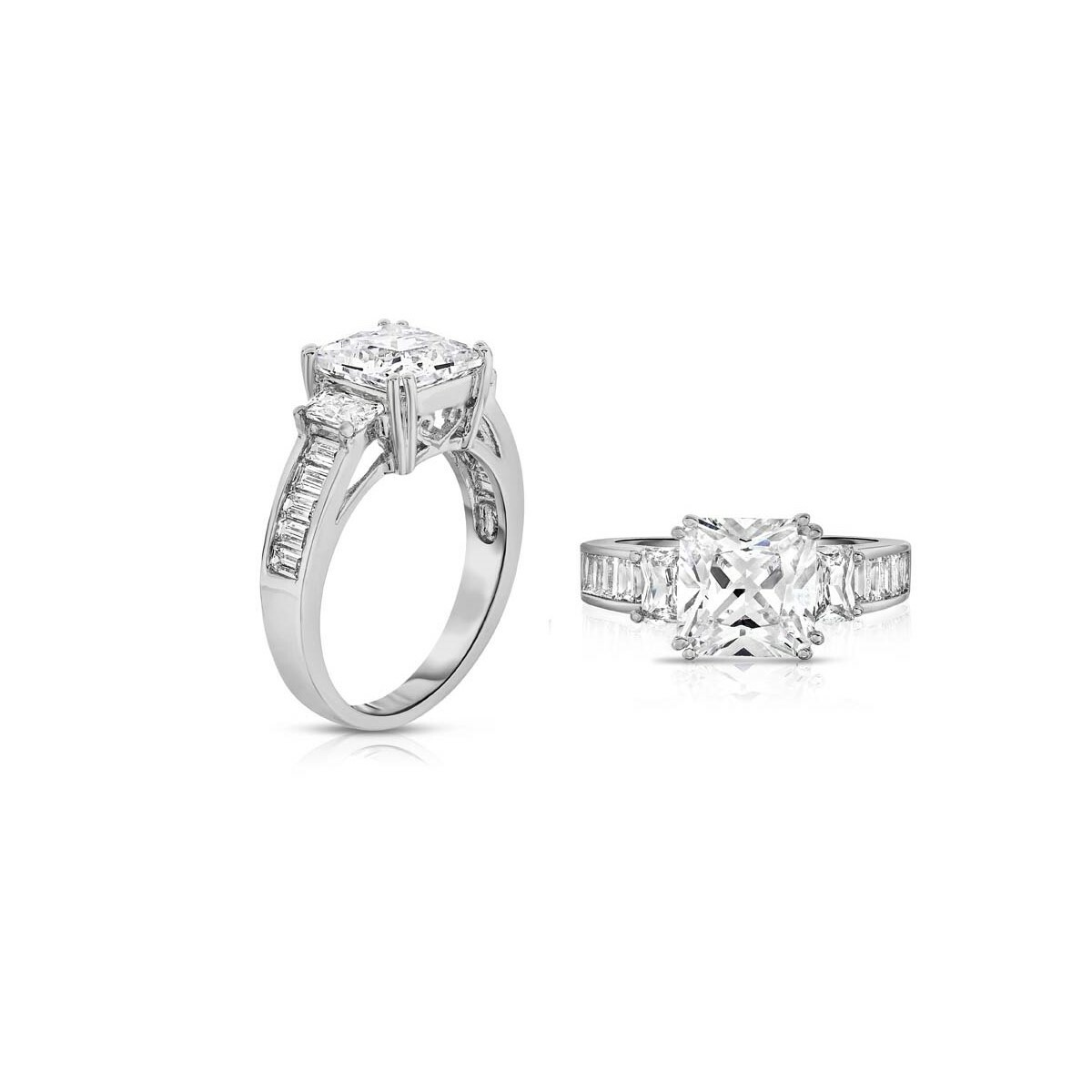 Sterling Silver 925 Plated Women’s CZ Princess Cut Eternity Wedding Band Ring