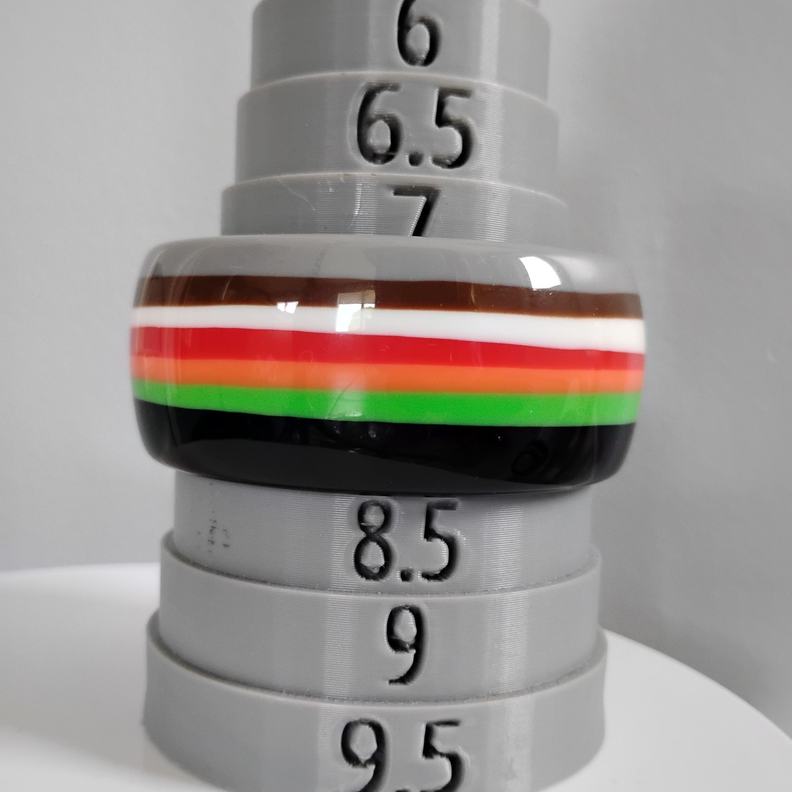 NEW Layered Multi Color Bangle Sz 8 Striped Bracelet Plastic Resin