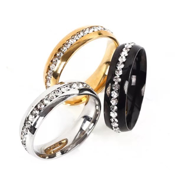 Women Silver Gold Stainless Steel Ring Wedding Engagement Ring Christmas Gifts
