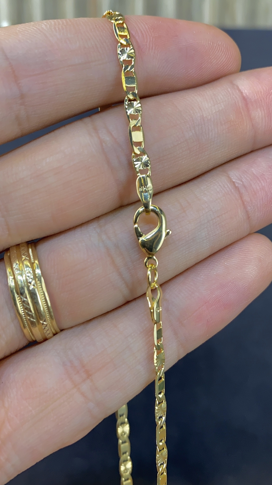 3.2mm Valentino Link Chain Necklace Diamond Cut for Womens Girls Kids Mens Gifts