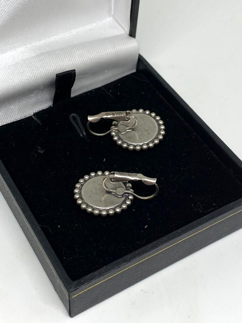 Kirks Folly Moon Face Earrings Iridescent Silvertone Leverback Signed Celestial
