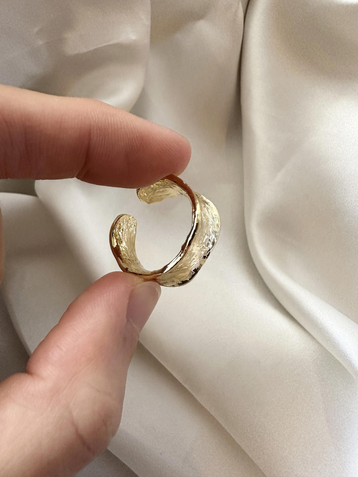 Gold Chunky Ring, Gold Hammered Ring, Stackable Adjustable Open Ring, Statement