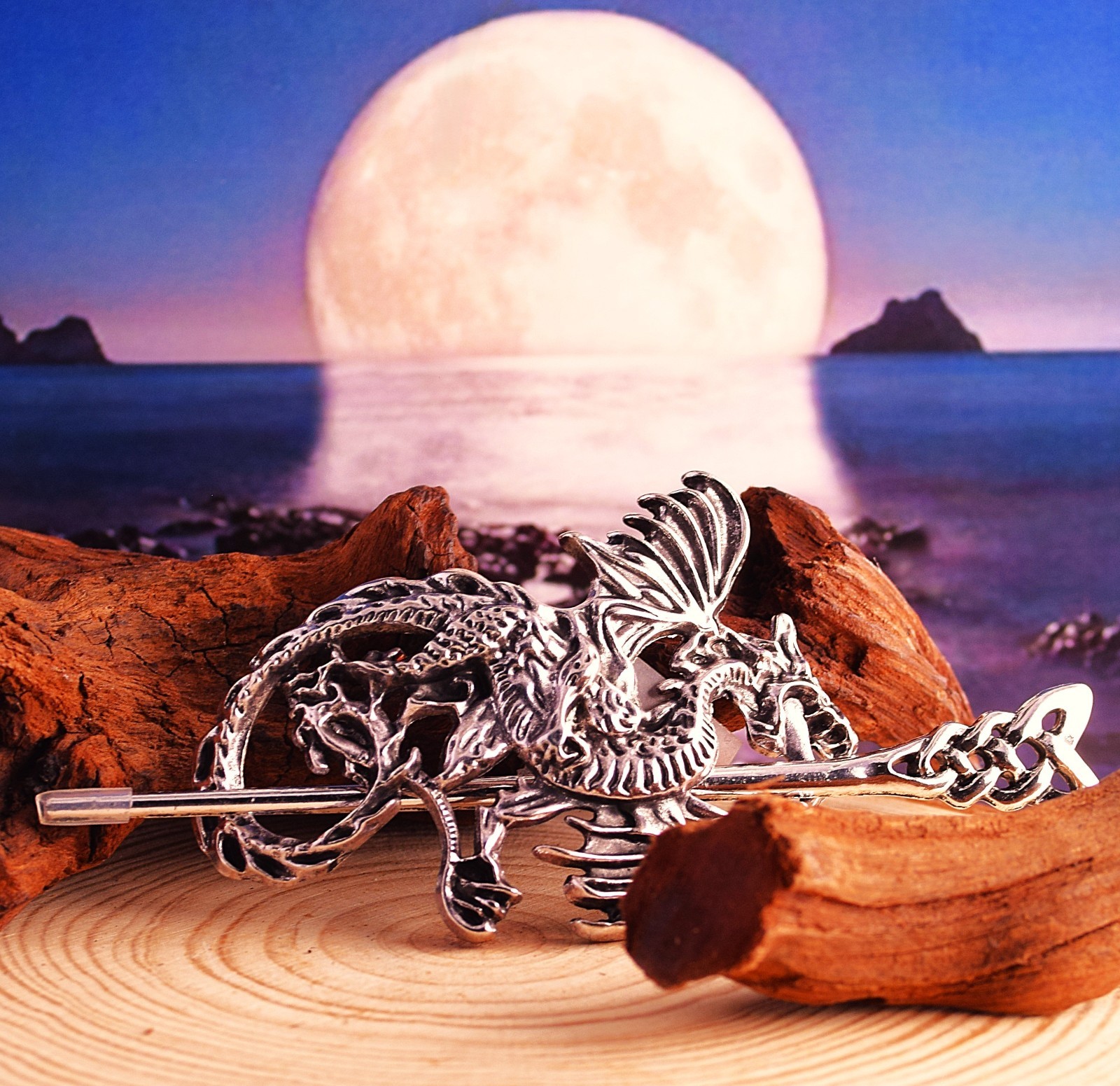 Viking Dragon Hair clip Hair Band Ponytail Holder Women/Men Metal Alloy