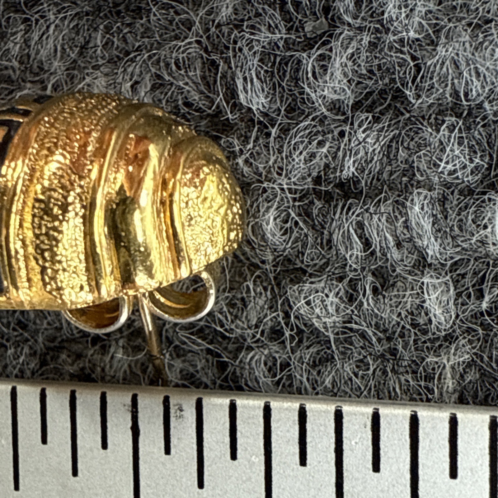 Fendi Vintage 1980s Single Dome Earring Gold Black Fendista Logo Statement