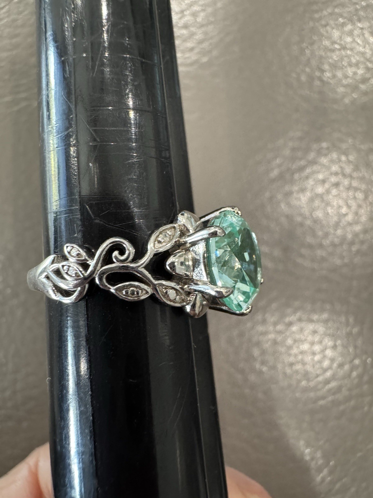 BLUE SPINEL-statement 10mm Round Stone Sz 9 Ring Sterling Silver