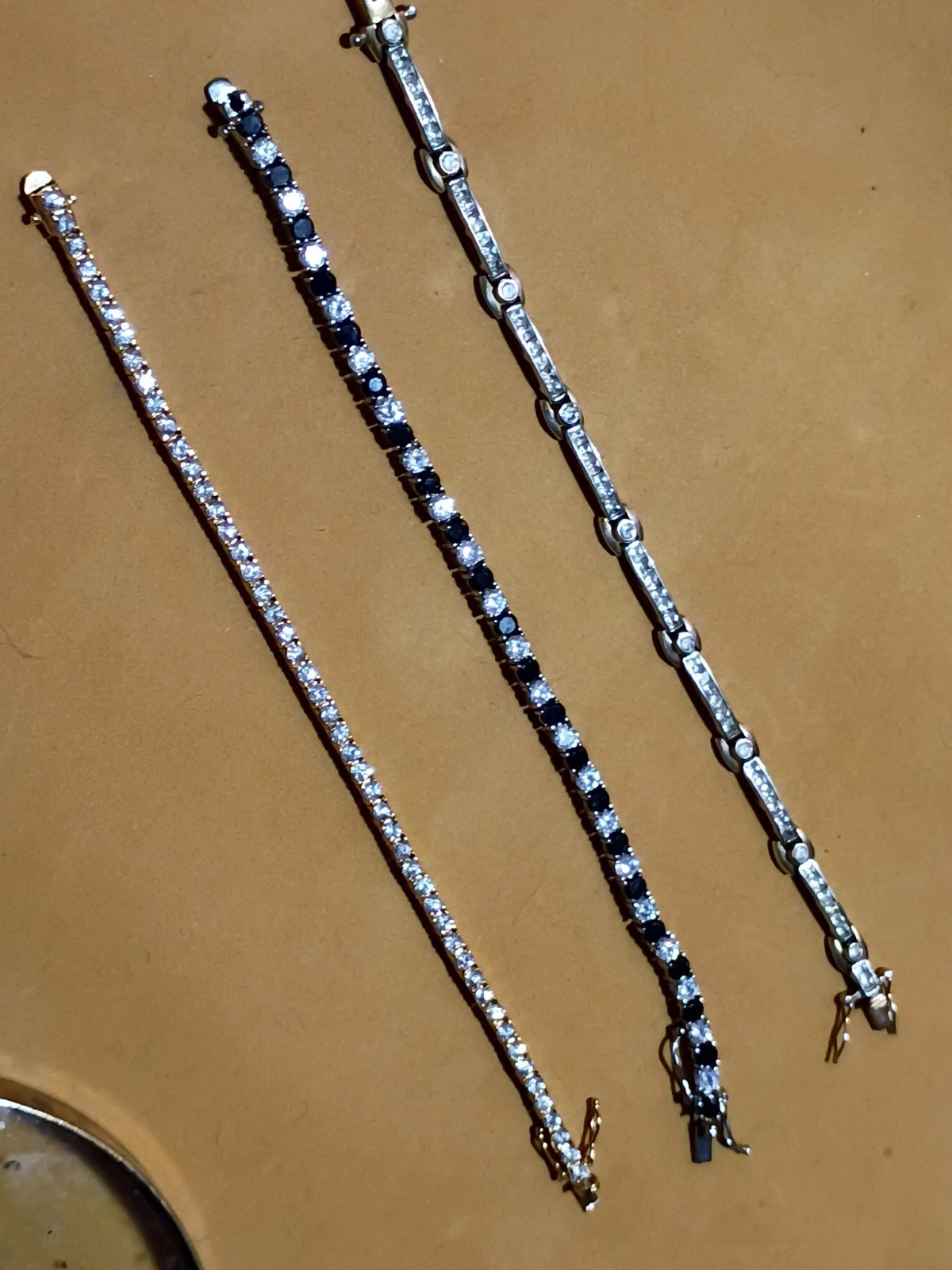 Old Vintage Gorgeous! Mixed Tone Rhinestone Tennis Bracelets (3) Inc ROMAN& More