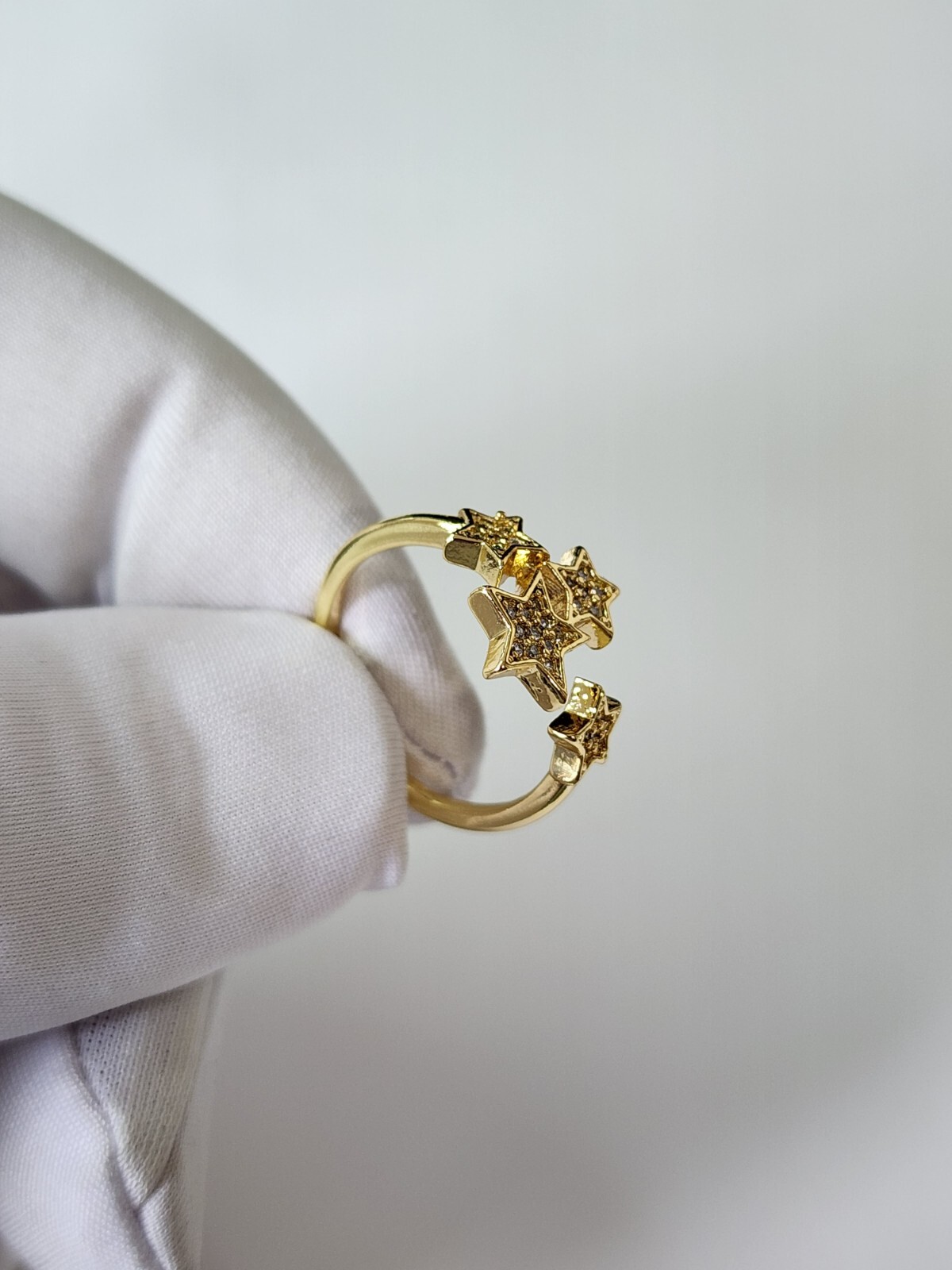 Gold, Silver, Rose Plated Pentagram Star Ring With Cubic Zirconia Fashion Jewelr