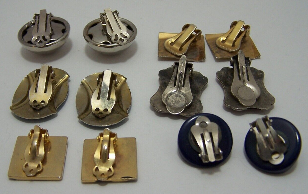 Lot of 6 Everyday Wear Modern Clip-on Earrings