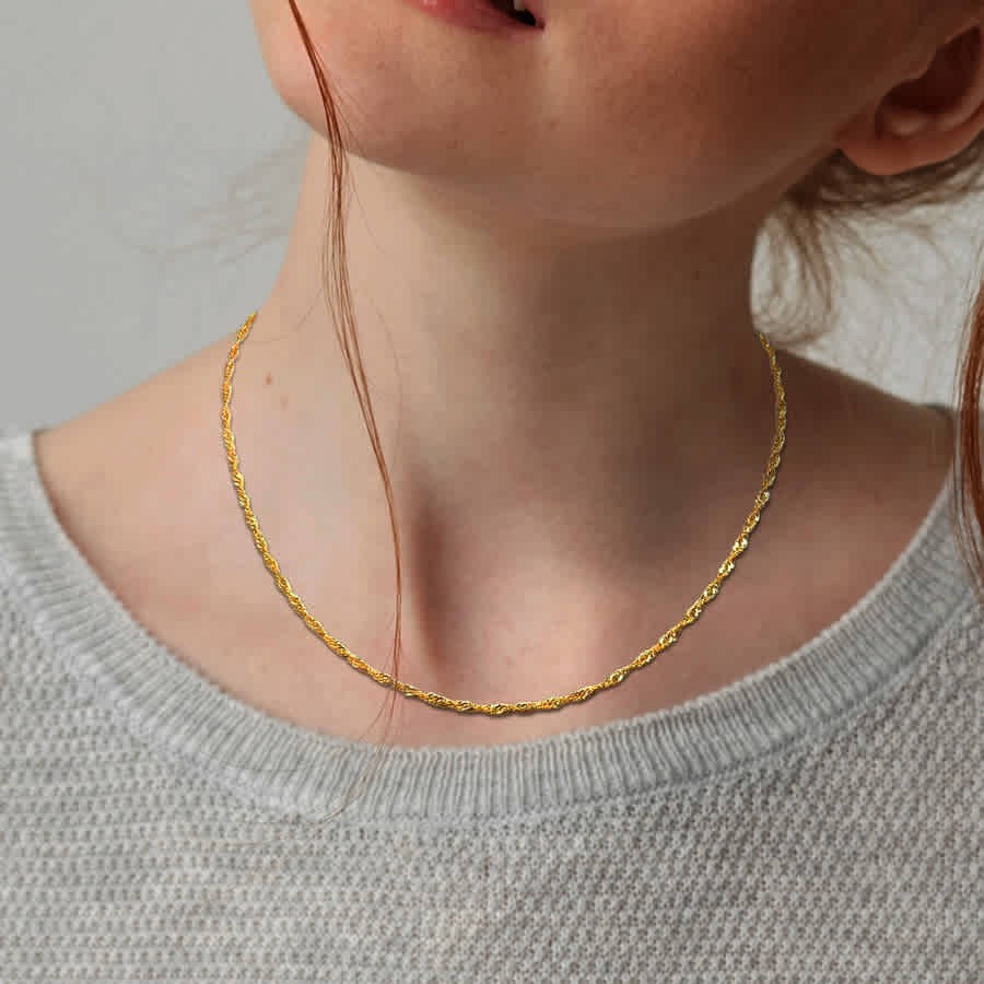 AMOUR 1.9mm Diamond-cut Singapore Necklace In 14K Yellow Gold – 18 In
