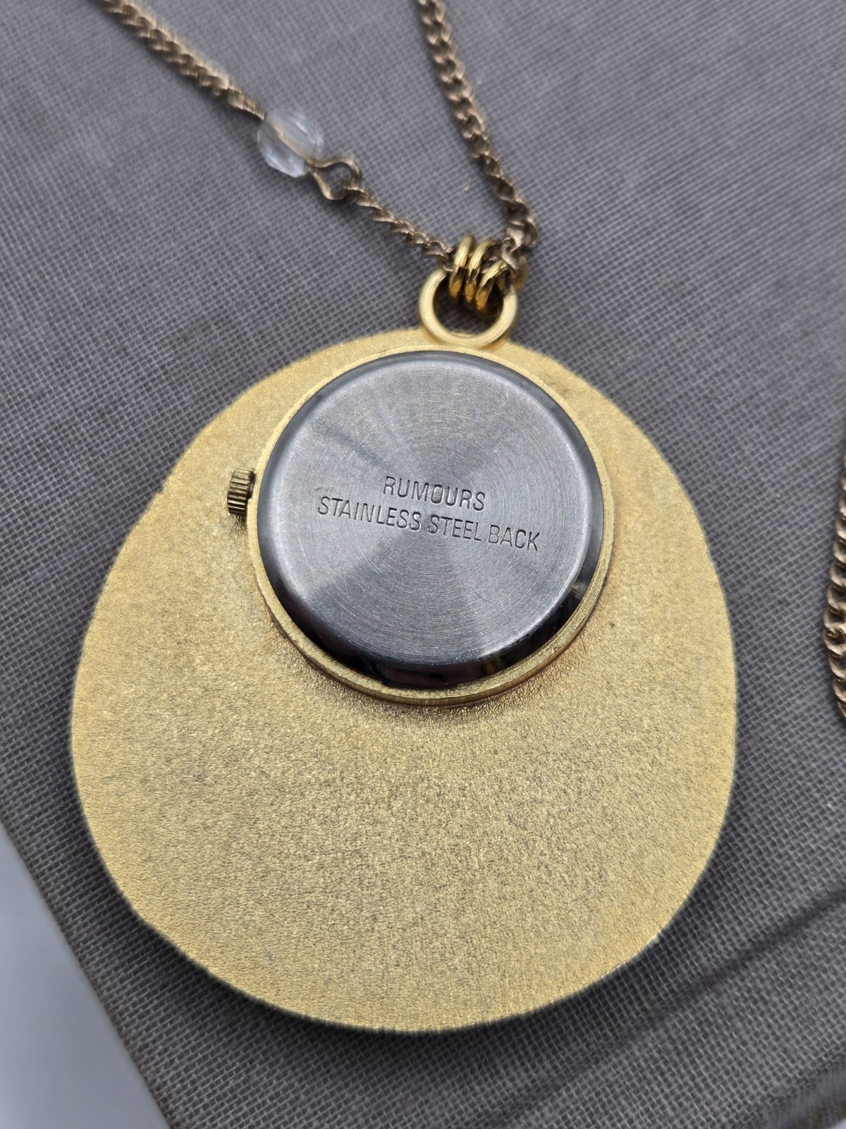 Mid Century Gold Pocket Watch Necklace Clock Charm WORKING RUNNING