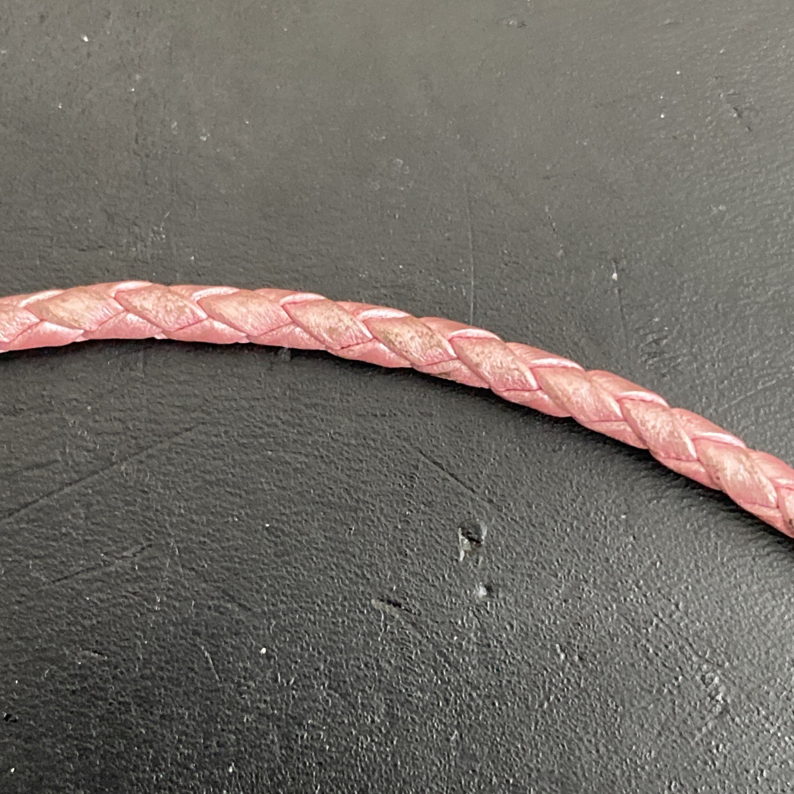 Pandora Braided Leather Pink Charm Bracelet Single Wrap – Authentic 8 inch