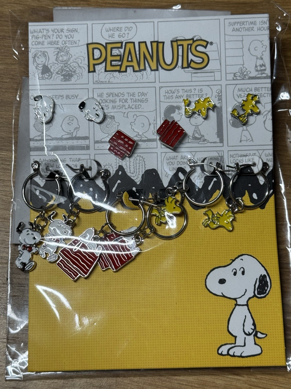 Peanuts Snoopy & Woodstock Earrings Doghouse Hoops Happy Dance NWT