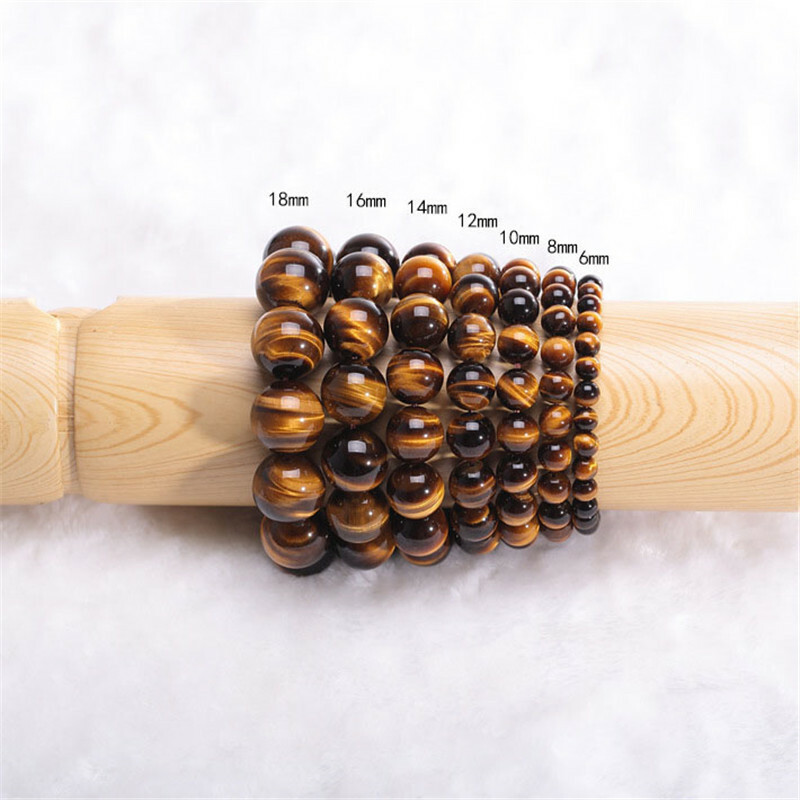 Unisex Women Men Tiger Eye Beads Gemstone Bangle Bracelet Christmas Jewelry Gift