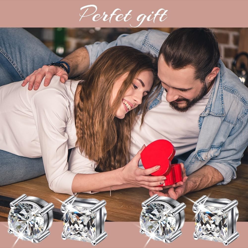 Chic Silver-tone Magnetic Stud Earrings – 2 Pairs, Perfect Gift for Any Occasion
