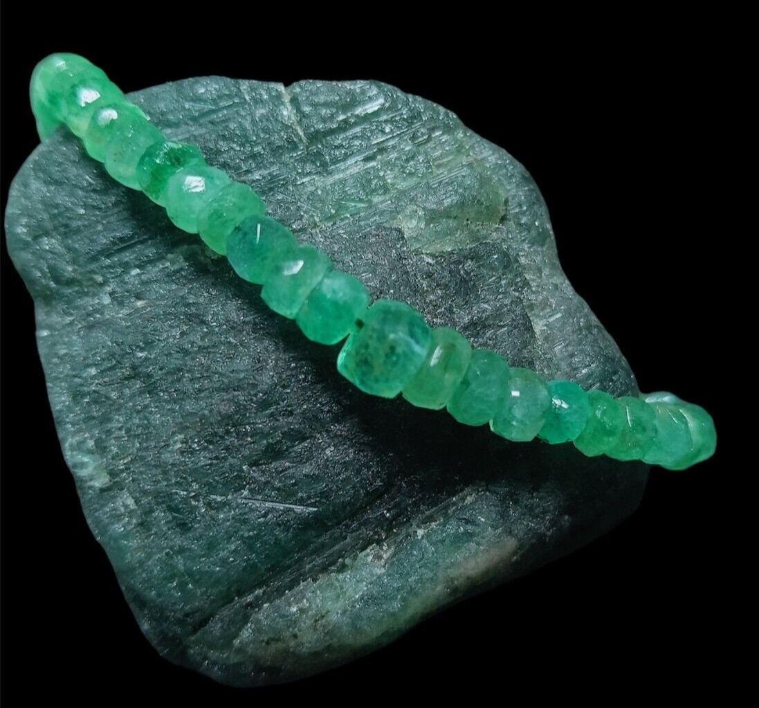 Emerald Bracelet, Emerald Beads Jewelry Bracelet, Faceted Beads Bracelet